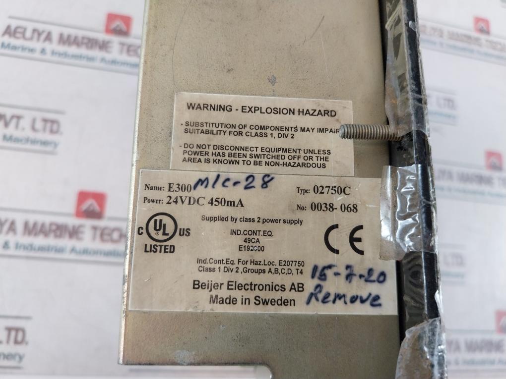 Beijer E300 Operator Interface Control Panel 02750C
