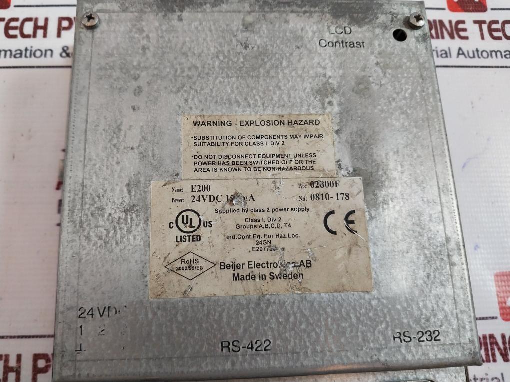 Beijer Electronics 02800F E200 Operator Interface 150 Ma 24 Vdc Lcd Contrast