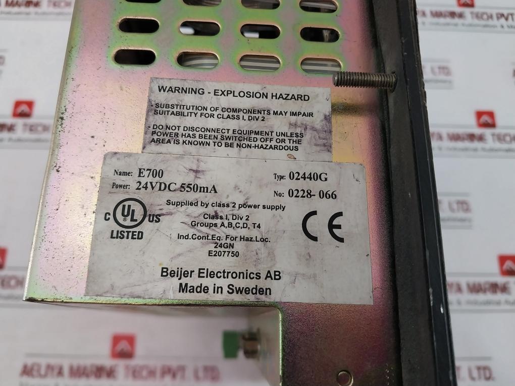 Beijer Electronics E700, 02440G Operator Interface Display Panel (Not Working)