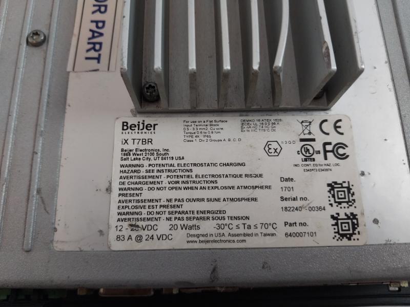 Beijer Electronics Ix T7Br Graphic Touch Rugged Hmi 12-28Vdc 20W