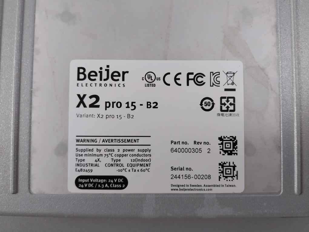 Beijer Electronics X2 Pro 15-b2 High-performance Hmi Panel Rev 2 24V Dc 1.3A