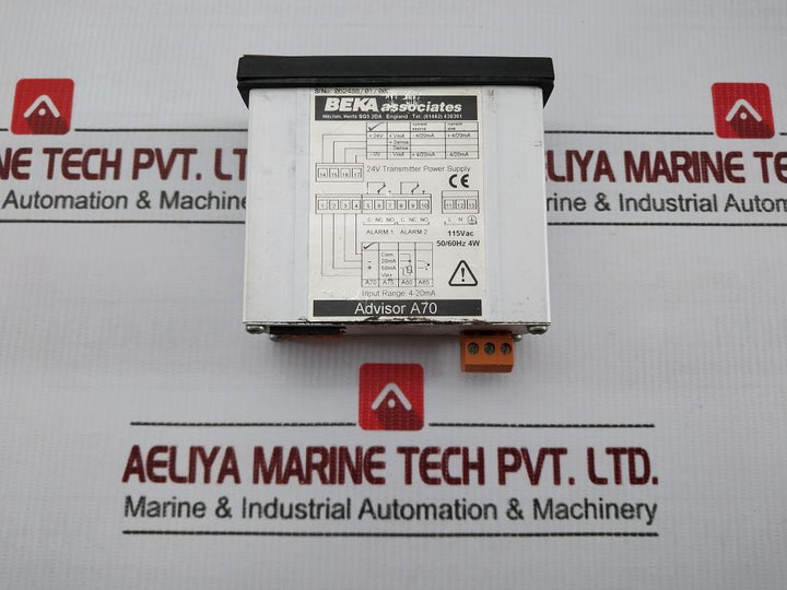 Beka A70-115-txr Process Input Panel Meter 115Vac 50/60Hz 4W