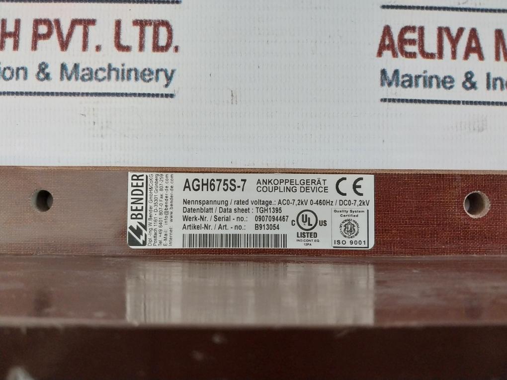 Bender Agh675S-7 Coupling Device Ac0-7, 2Kv 0-460Hz/ Dc0-7, 2Kv