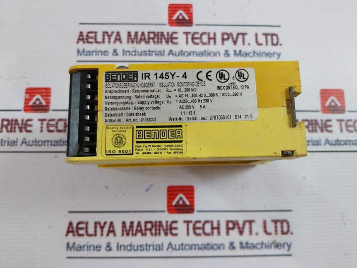 Bender Ir 145Y-4 Insulation Monitoring Device 10…200 KΩ