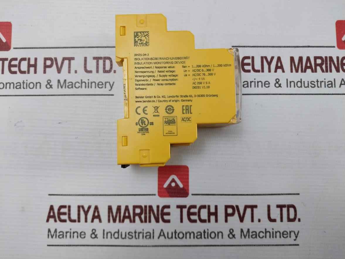 Bender Ir425-d4-2 Insulation Monitoring Device Isometer 1-200 Kohm D0231 V1.10
