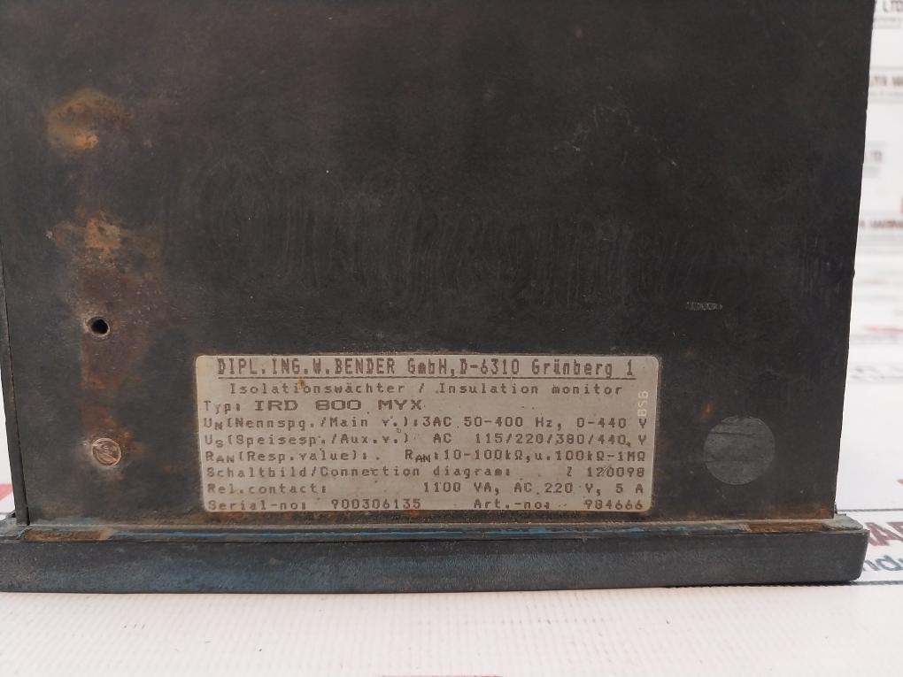 Bender Ird 800 Myx Insulation Monitor A-isometer Device 1100 Va, Ac 220V, 5 A