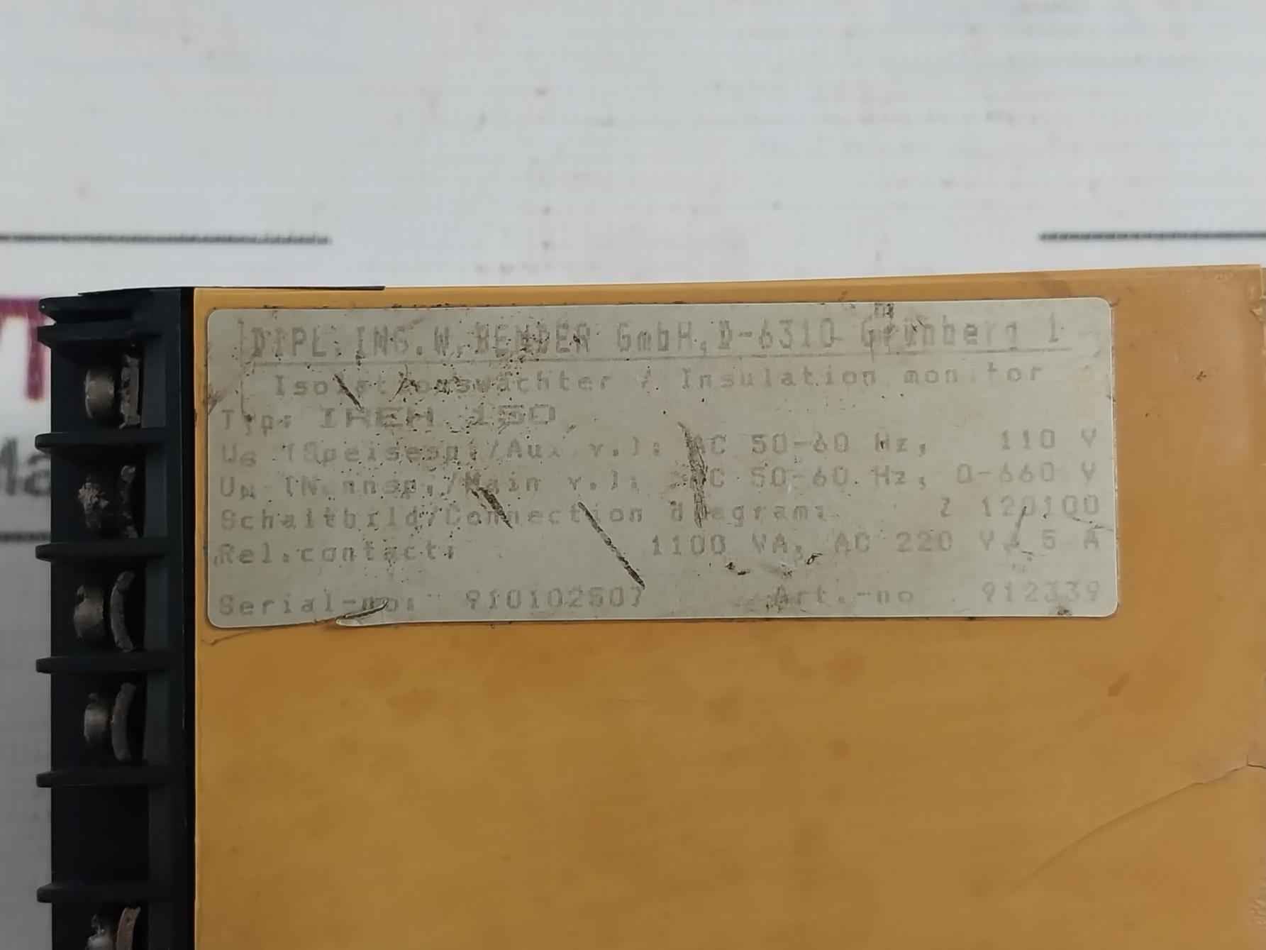 Bender Ireh 150 A-isometer Ac 50-60Hz 110V