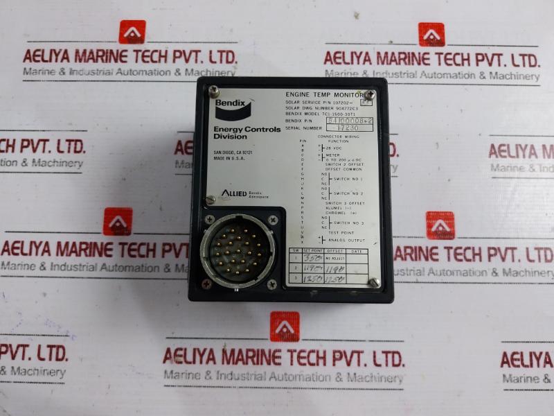 Bendix Tc1-1500-30T1 Engine Temperature Monitor 28Vdc 107202-55