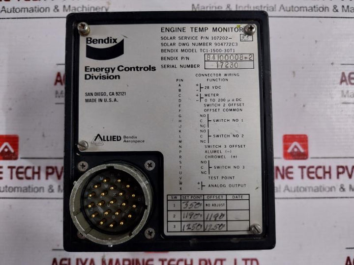 Bendix Tc1-1500-30T1 Engine Temperature Monitor 28Vdc 107202-55