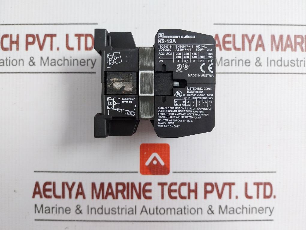 Benedikt & Jager Contactor K2-12A10, 690V-25A