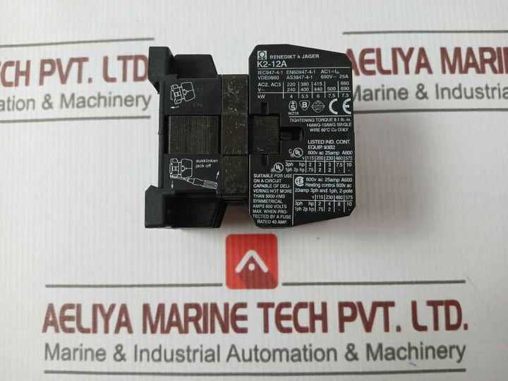 Benedikt Jager K2-12A01 3 Phase Contactor 690V-25A 14Awg-10Awg