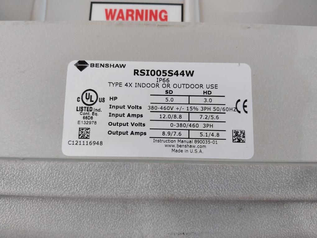 Benshaw Rsi005S44W Sensorless Vector Drive 0-380/460 3Ph