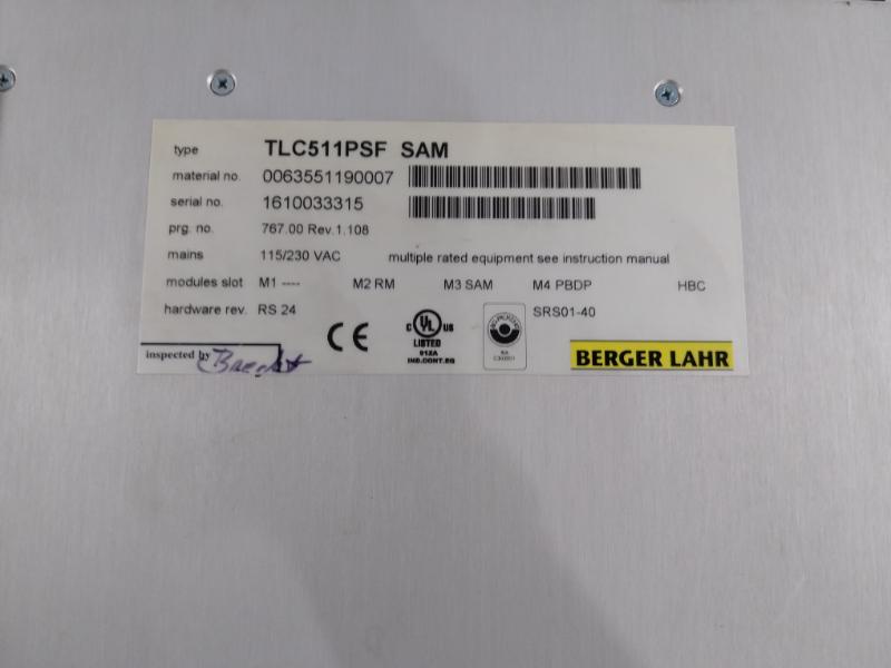 Berger Lahr Tlc511psf Sam Twin Line Servo Drive Srs01-40 115/230vac