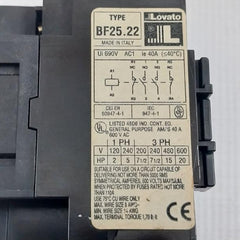 Bf25.22 Lovato Contactor 40A/600Vac