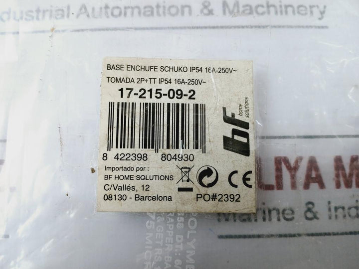 Bf Home Solutions Ip54 Plug Base 17-215-09-2 16A-250V