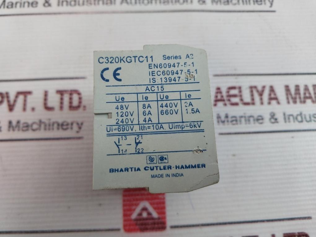 Bhartia Cutler-hammer C320Kgtc11 Contactor Series A2 10A 690V