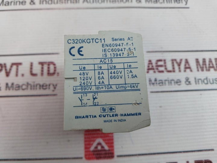 Bhartia Cutler-hammer C320Kgtc11 Contactor Series A2 10A 690V