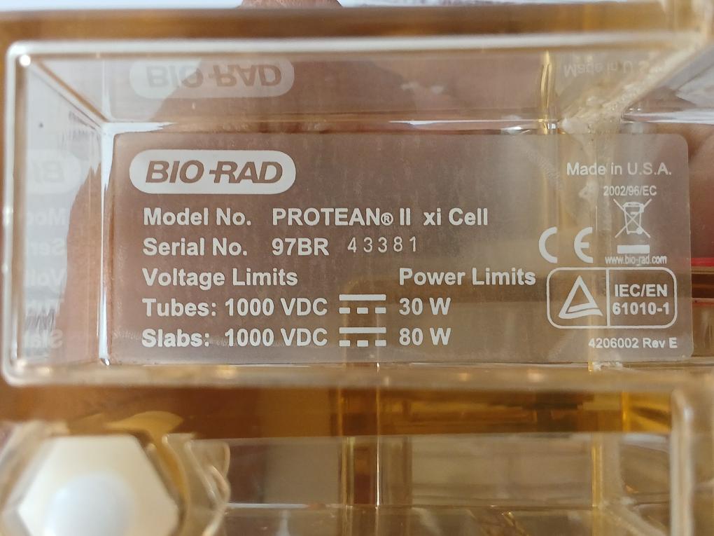 Bio-rad Electrophoresis Cell 1000Vdc Part No: Ii Xi Cell