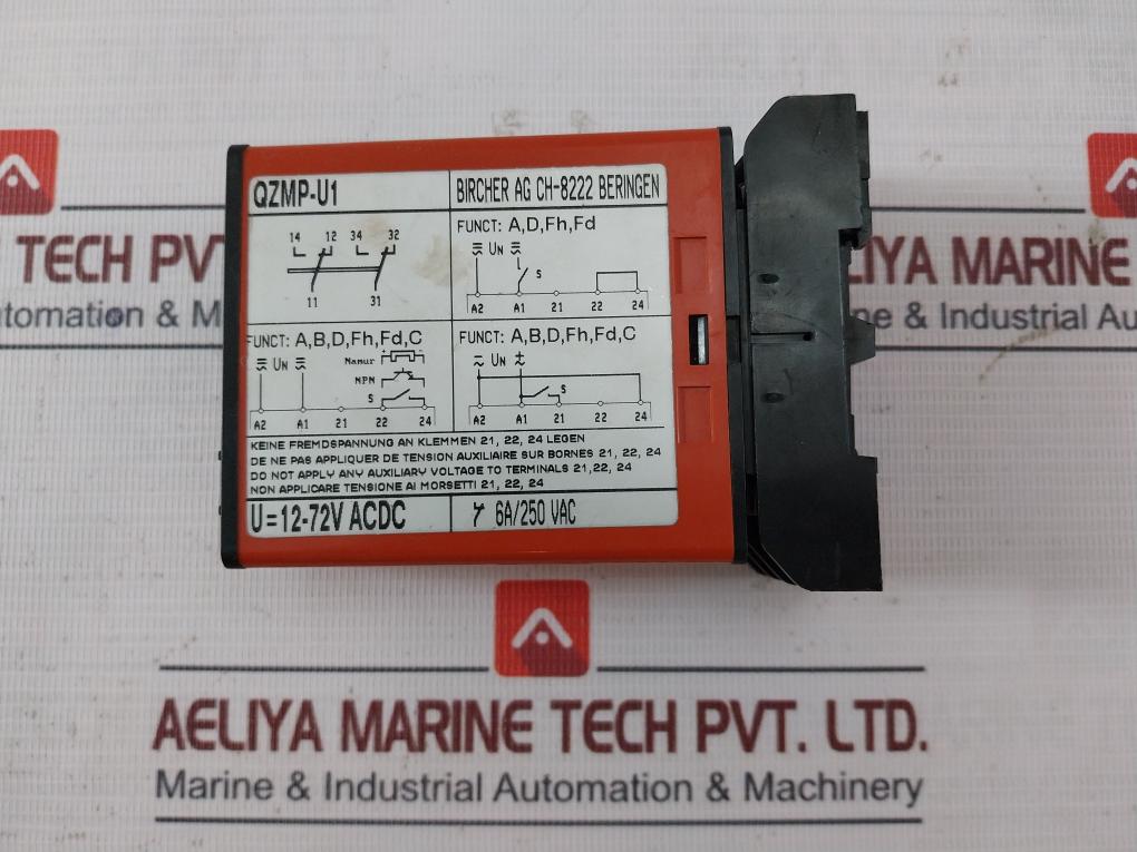 Bircher Qzmp-u1 Time Relay 12-72V Acdc 6A/250 Vac 10/250~