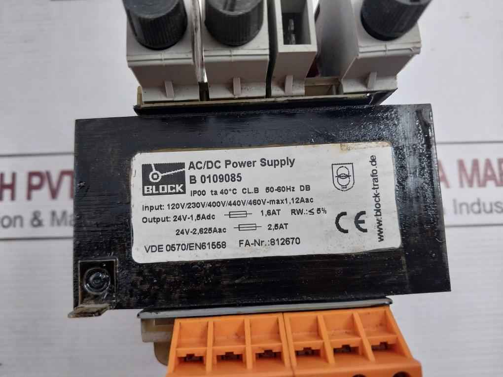 Block-trafo B0109085 Ac/Dc Power Supply 50-60Hz