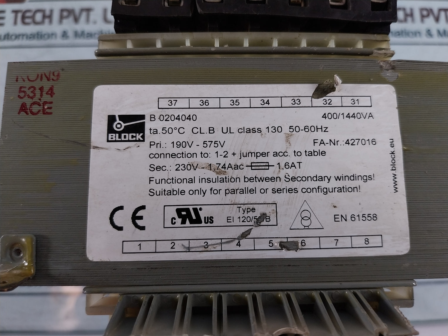 Block B 0204040 Transformer 400/1440Va 190V-575V