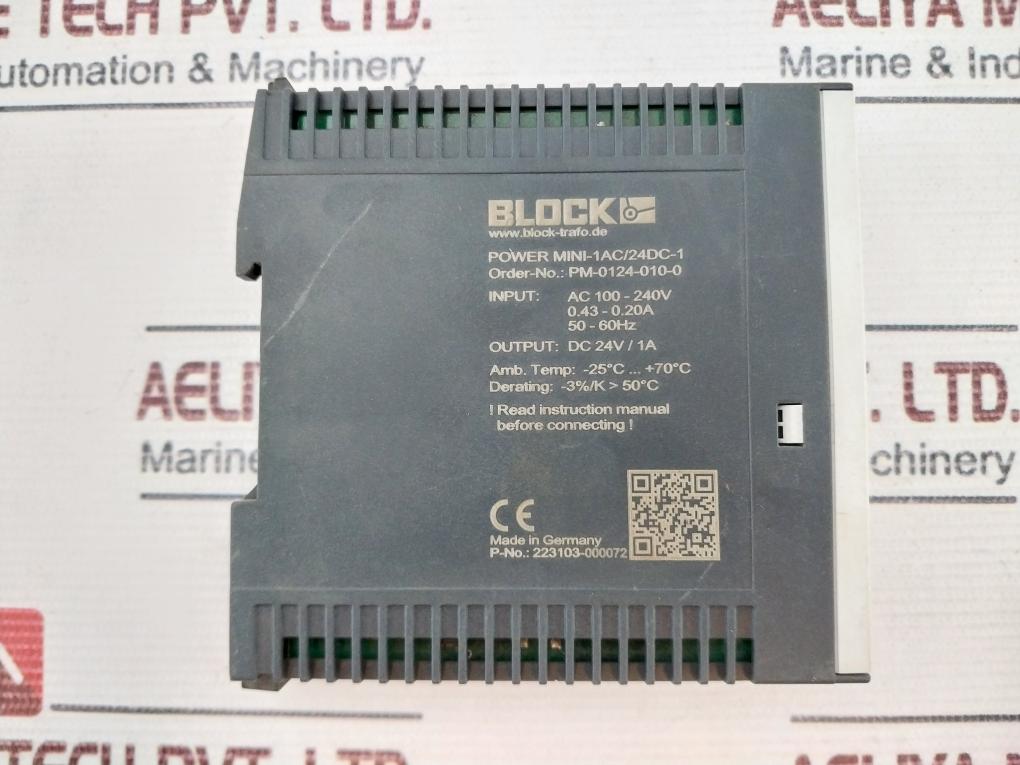 Block Pm-0124-010-0 Rail Power Supply 100-240V 50-60Hz
