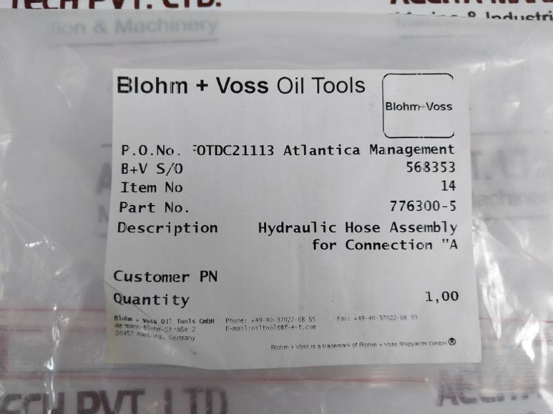 Blohm + Voss 776300-27-fbsb Hydraulic Hose Assembly For Connection