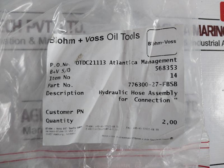 Blohm + Voss 776300-27-fbsb Hydraulic Hose Assembly For Connection