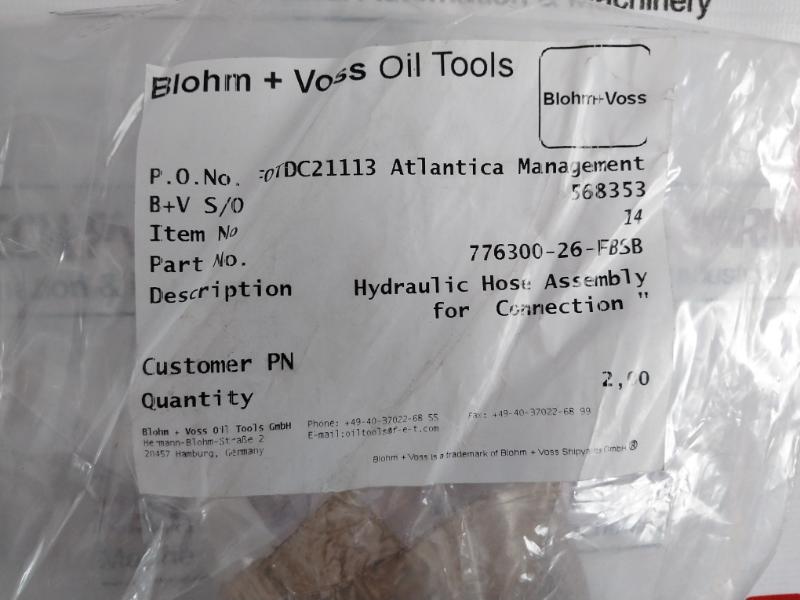 Blohm + Voss 776300-27-fbsb Hydraulic Hose Assembly For Connection