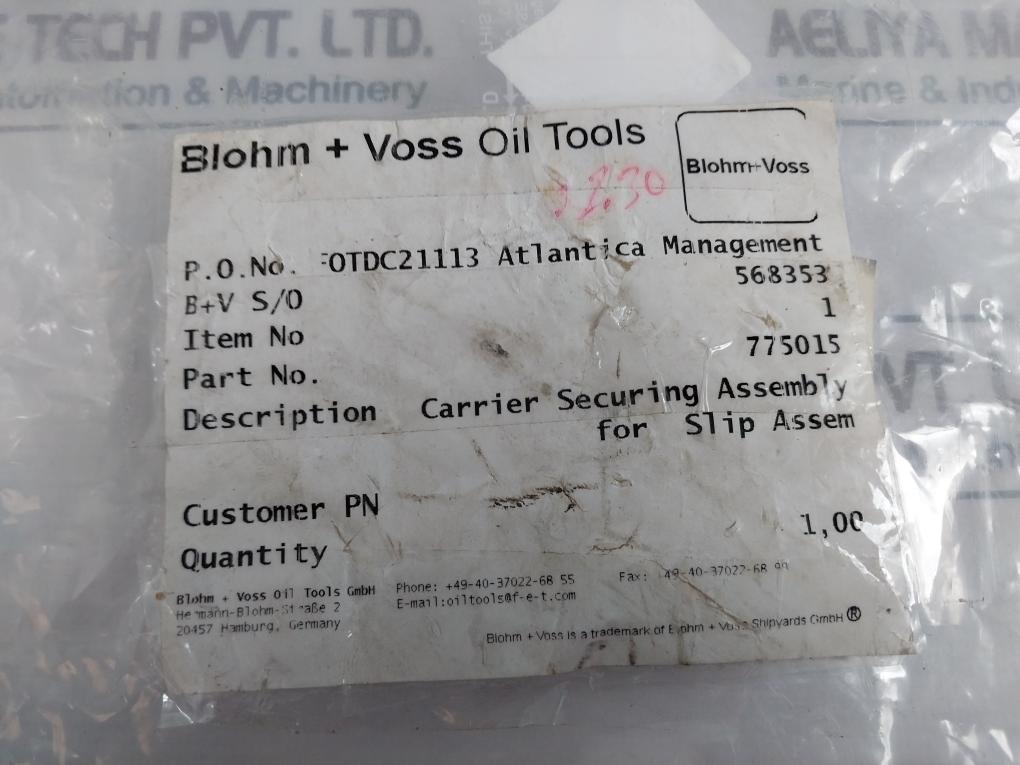 Blohm+voss 775015 Carrier Securing Assembly