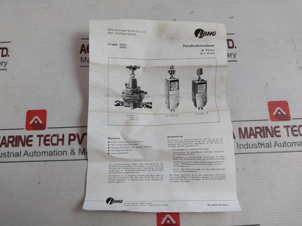 Bmg 24/03-03 Fine Pressure Reducer 224-100-016