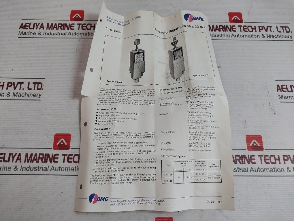 Bmg 24/03-03 Fine Pressure Reducer 224-100-016