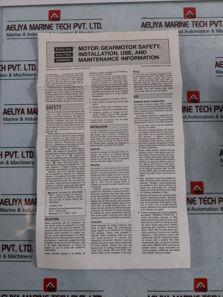 Bodine 34X3BEBL-W2 Gear Motor 24VDC 9.6A 1/5HP 122RPM 46LB-IN