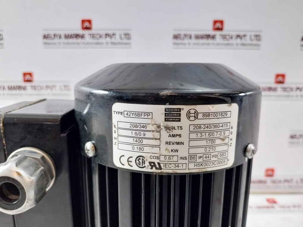 Bodine Electric 42Y6Bfpp Ac Gearmotor 60Hz Ip44 Iec-34-1 H5K0023C0005P 17Nm