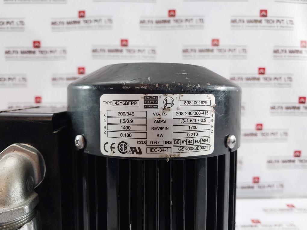 Bodine Electric 42Y6Bfpp Ac Gearmotor 8981001829 0.210 Kw Iec-34-1 Ip44 17Nm