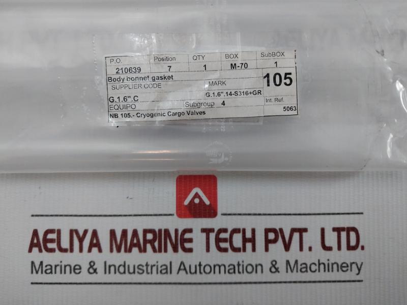 Body Bonnet Gasket For Cryogenic Cargo Valve 155/02 Poyam