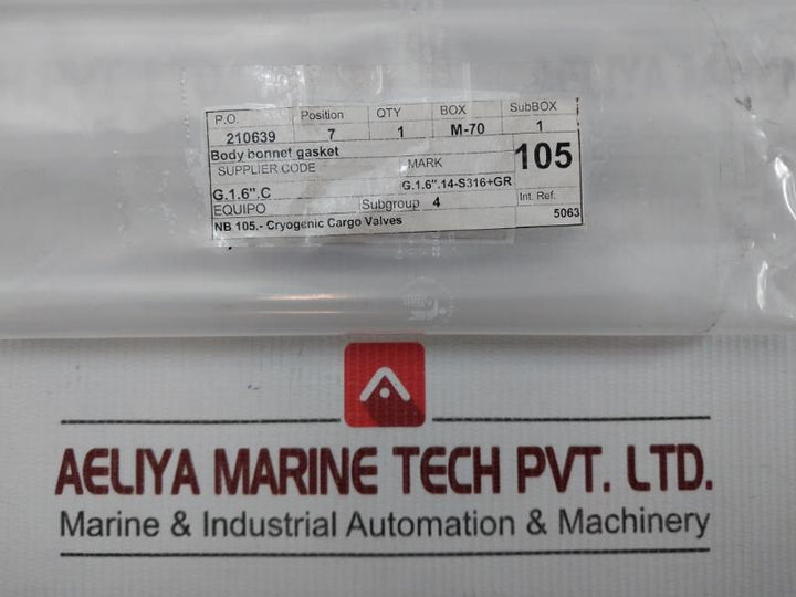 Body Bonnet Gasket For Cryogenic Cargo Valve 155/02 Poyam
