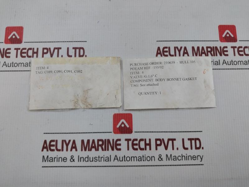 Body Bonnet Gasket For Cryogenic Cargo Valve 155/02 Poyam