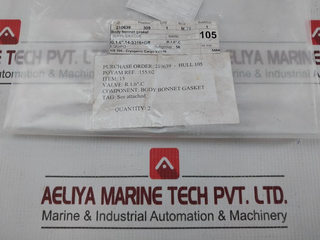Body Bonnet Gasket For Cryogenic Cargo Valve Poyam