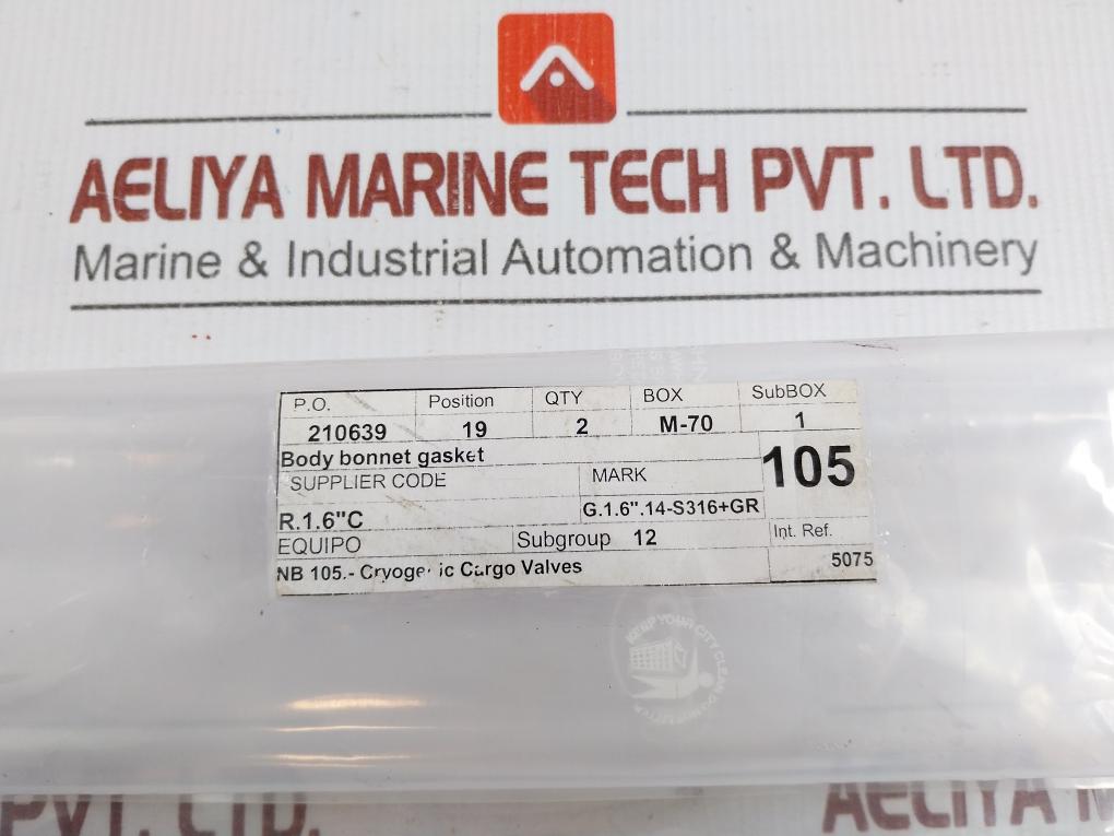 Body Bonnet Gasket For Cryogenic Cargo Valve Vvl-0283.064 Poyam