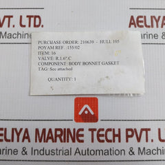 Body Bonnet Gasket For Cryogenic Cargo Valve Vvl-0283.064 Poyam