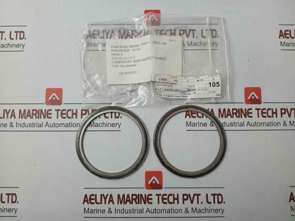 Body Bonnet Gasket G.1.2".14-s316+Gr Poyam