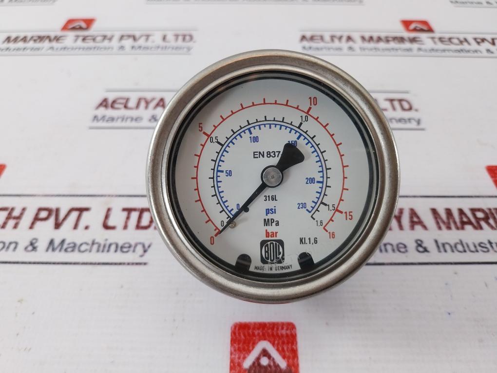 Boll Filter EN 837-1 Pressure Gauge 0-16 BAR