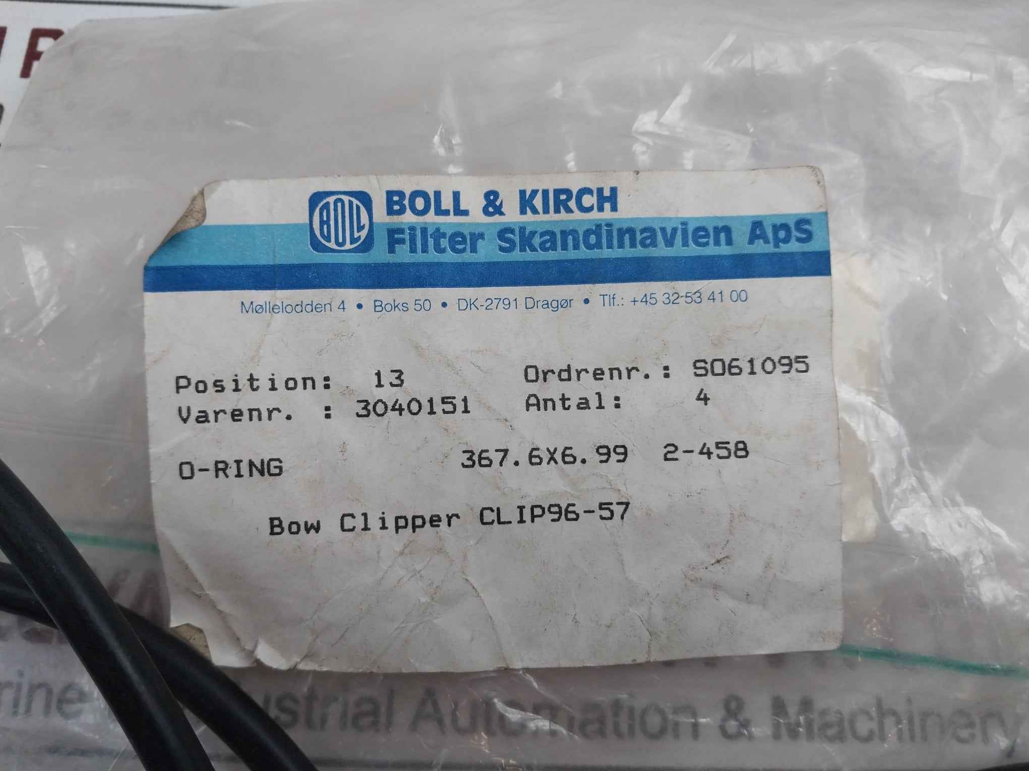 Boll & Kirch 3040151 Bow Clipper O-ring Gasket Clip96-57 S061095
