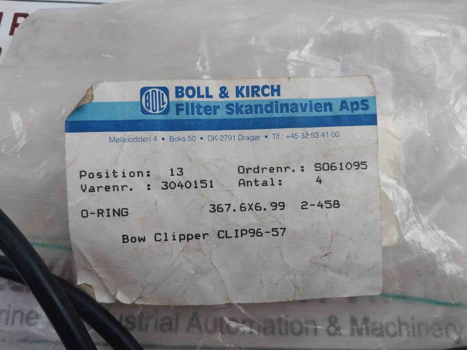 Boll & Kirch 3040151 Bow Clipper O-ring Gasket Clip96-57 S061095