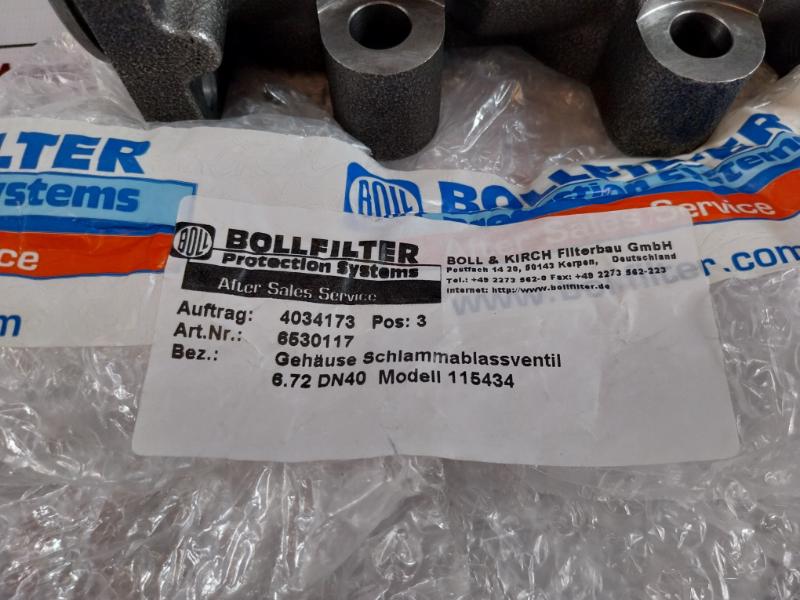 Bollfilter 115434 Housing Mud Drain Valve 6.72 Dn40, 69482Mag, 6530117