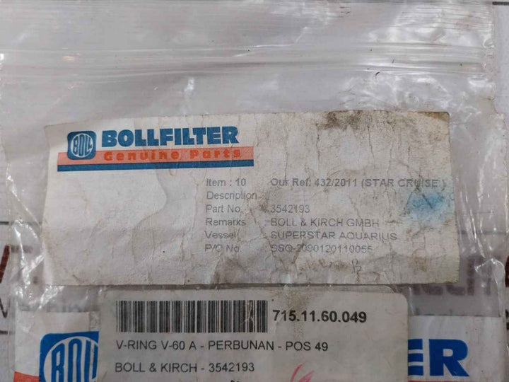 Bollfilter 3542193 V-ring-perbunan-pos 49 V60A