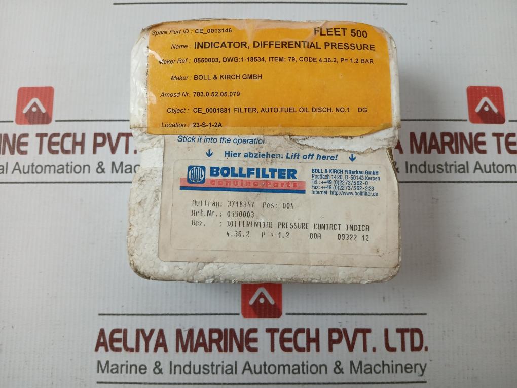 Bollfilter Differential Pressure Indicator 4.36.2