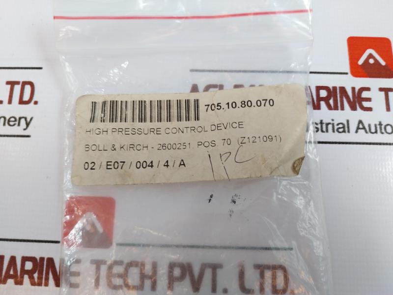 Bollfilter Smc 2600251 High Pressure Control Device 705.10.80.070