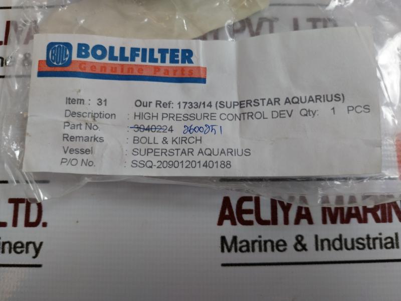 Bollfilter Smc 2600251 High Pressure Control Device 705.10.80.070
